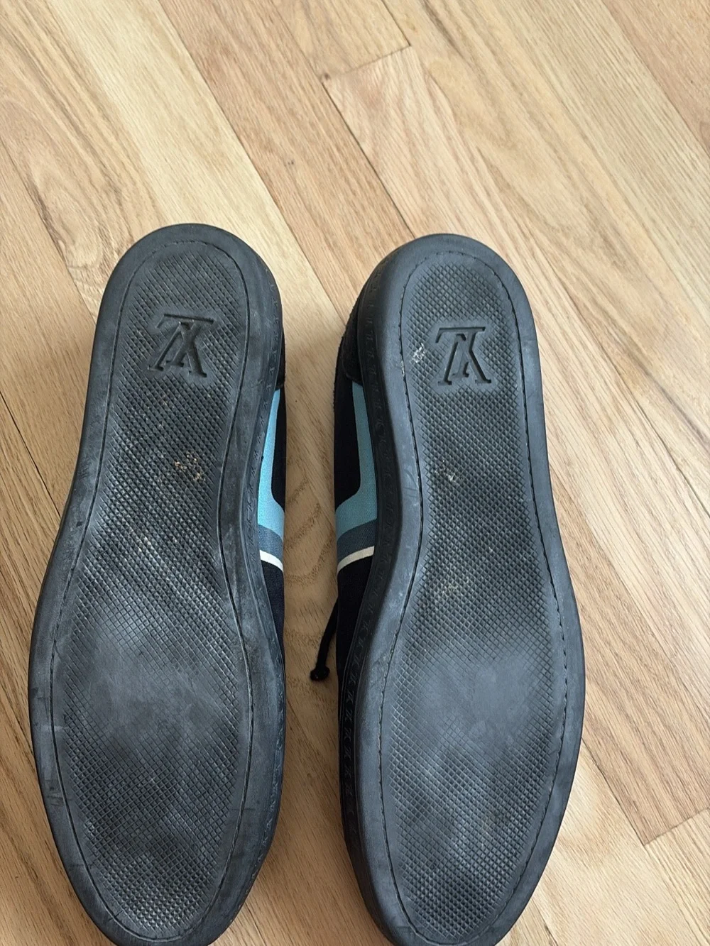 Louis Vuitton Black Sneakers with Blue Stripe